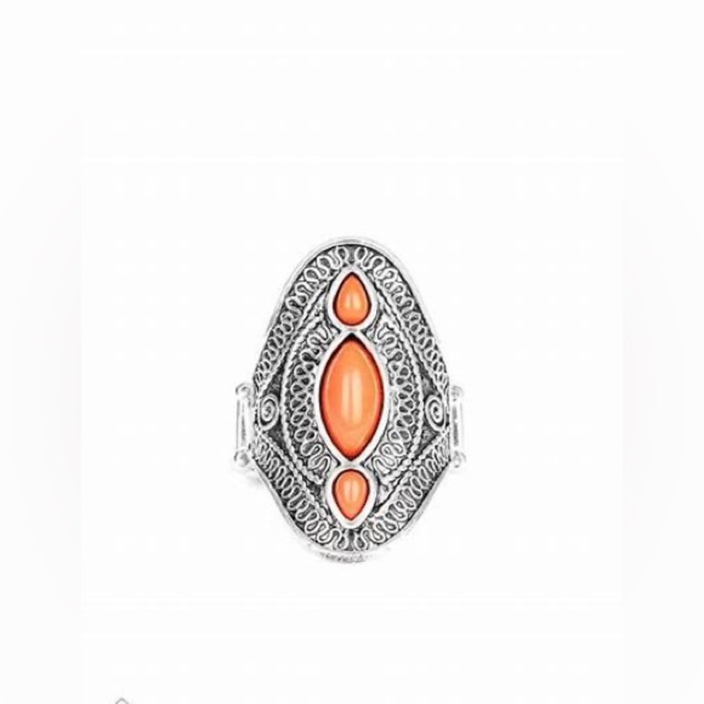 *Coral beads and silver ring.